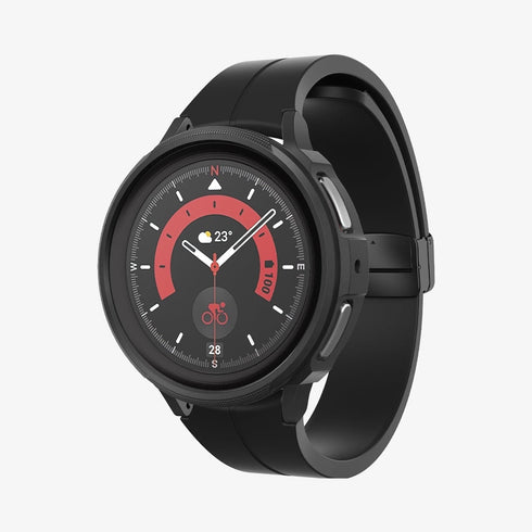ACS06394 - Galaxy Watch 6 Classic (47mm) Case Liquid Air in matte black showing the front